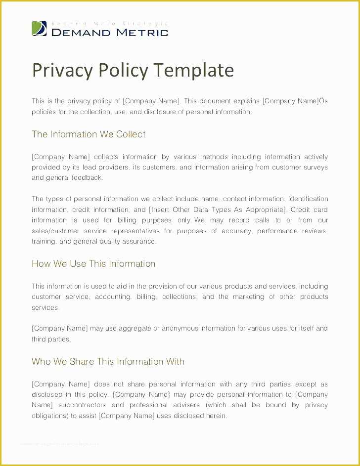 Gdpr Privacy Policy Template Free Of Personal Information Card Template Gdpr Email Privacy