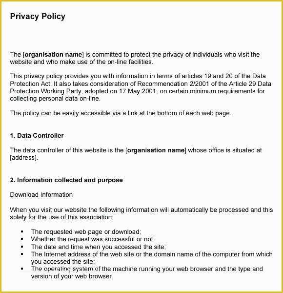 Gdpr Privacy Policy Template Free Of Privacy Policy Template and Checklist Disclaimer Data