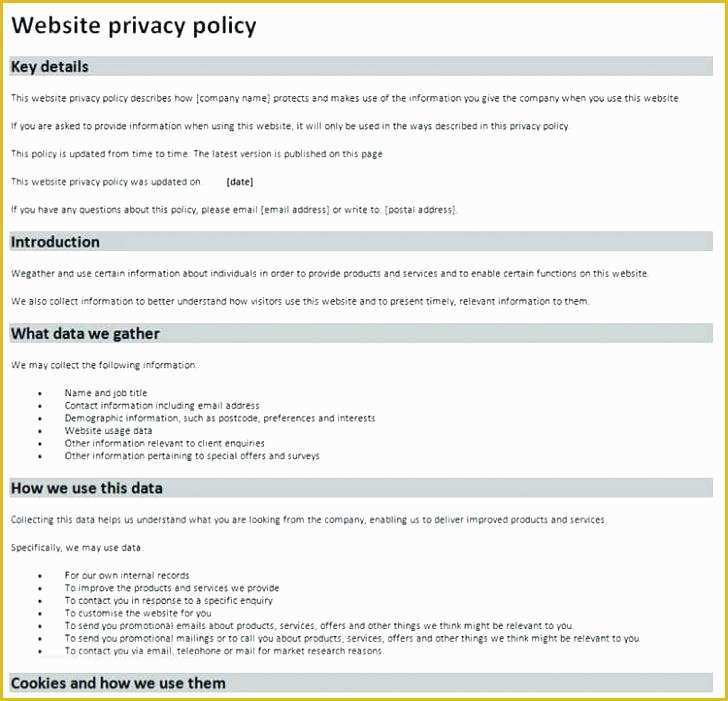 Gdpr Privacy Policy Template Free Of Privacy Policy Template – Usktfo