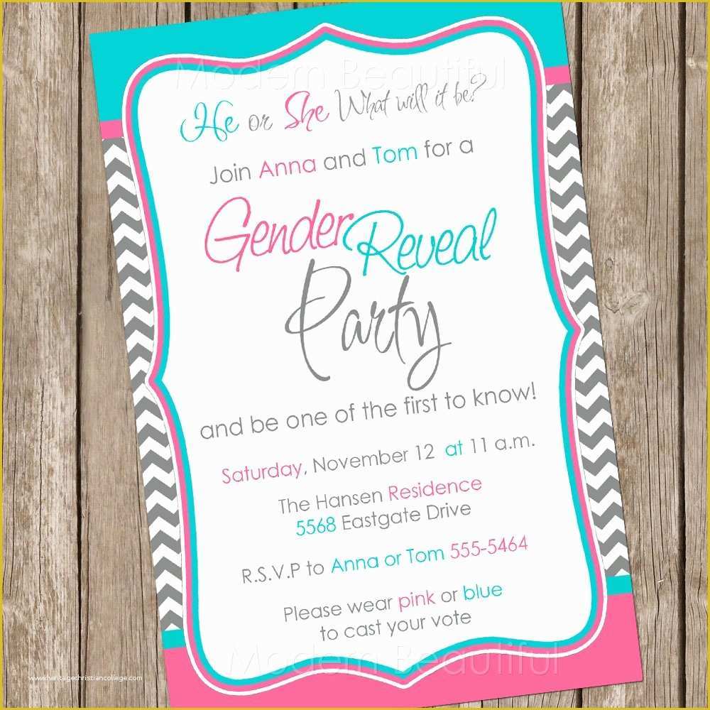 Gender Reveal Party Invitations Free Template Of Gender Reveal Invitation Baby Reveal Invite Printable