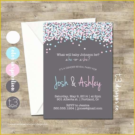Gender Reveal Party Invitations Free Template Of Gender Reveal Invitation Confetti Gender Reveal Party