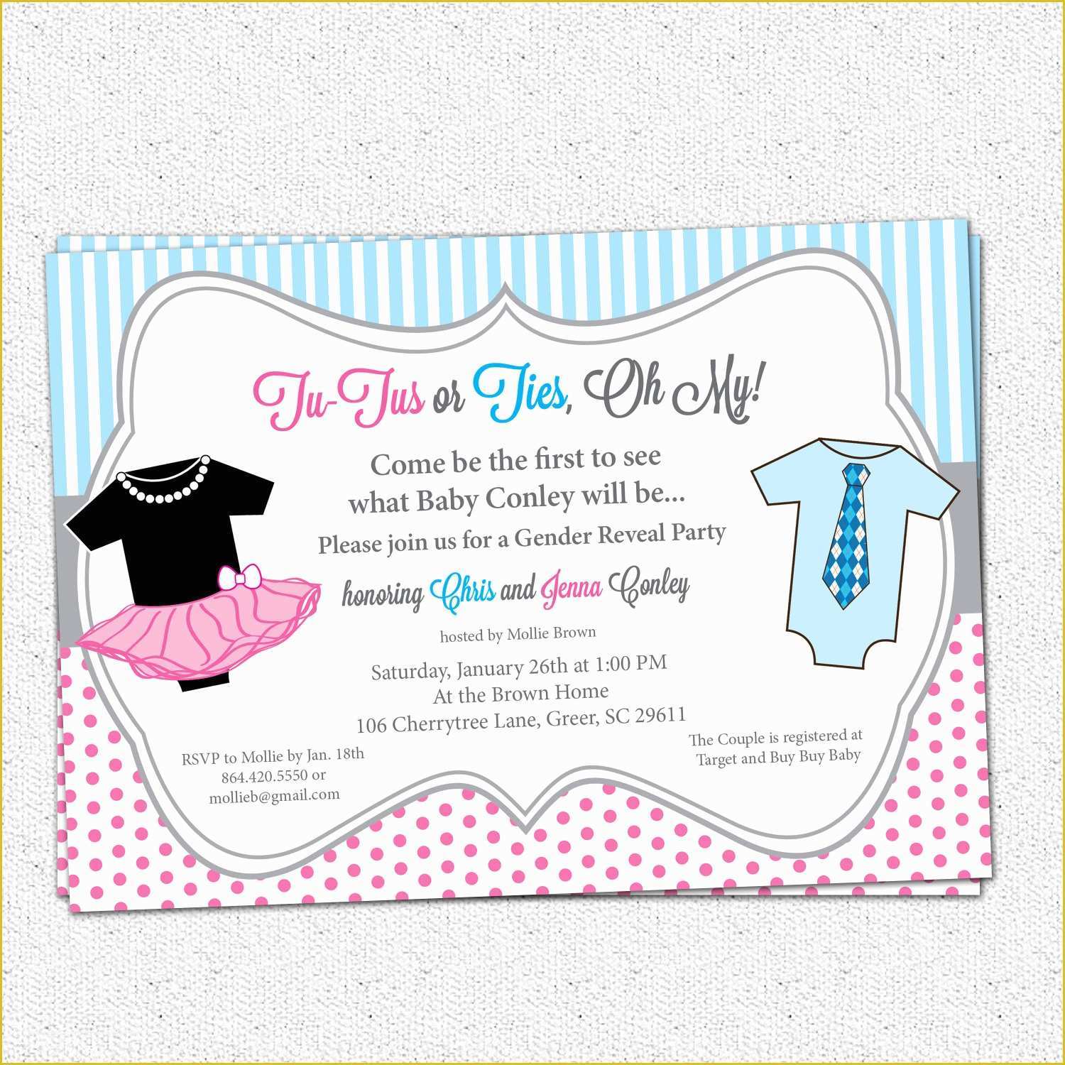 Gender Reveal Party Invitations Free Template Of Gender Reveal Party Invitations Template