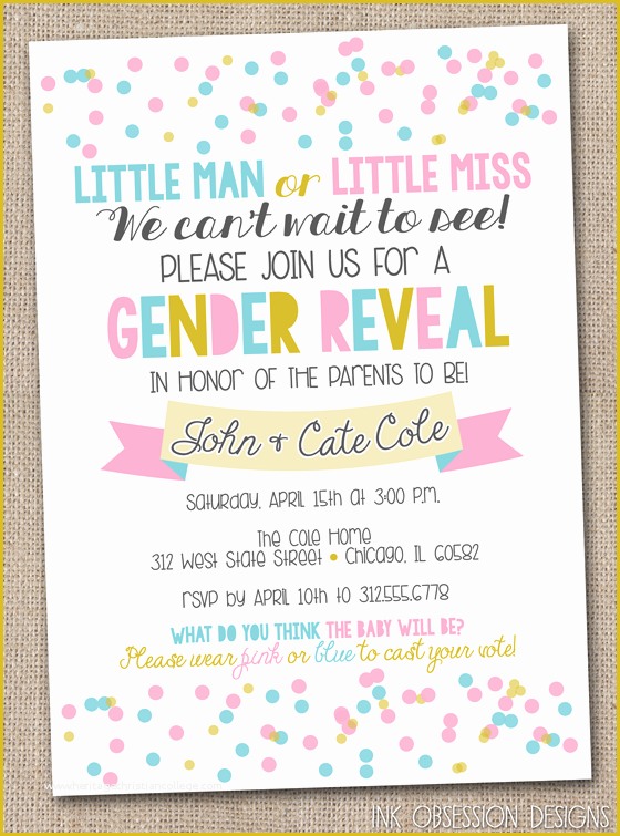 Gender Reveal Party Invitations Free Template Of Ink Obsession Designs Gender Reveal Party Printable
