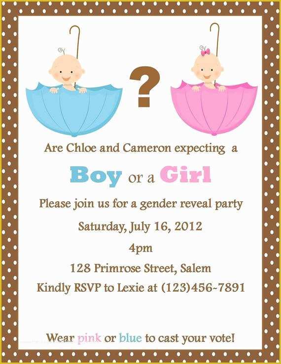 Gender Reveal Party Invitations Free Template Of Items Similar to Gender Reveal Party Invitation On Etsy