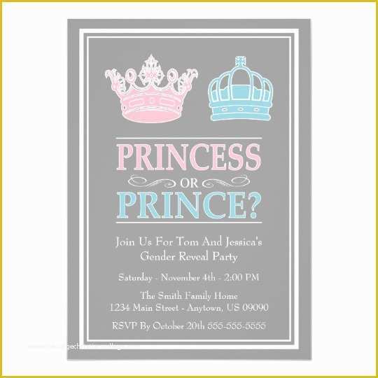 Gender Reveal Party Invitations Free Template Of Princess Prince Gender Reveal Party Invitations