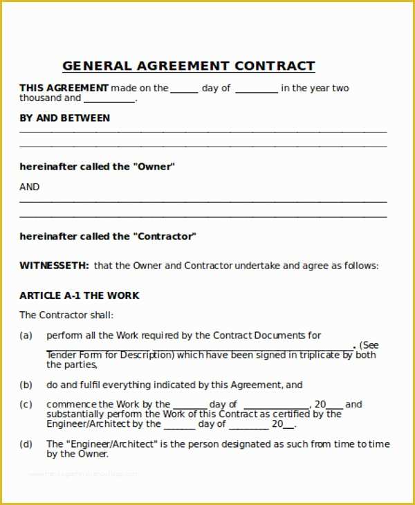 General Contractor Contract Template Free Of 9 Contractor Agreement Samples – Pdf Doc