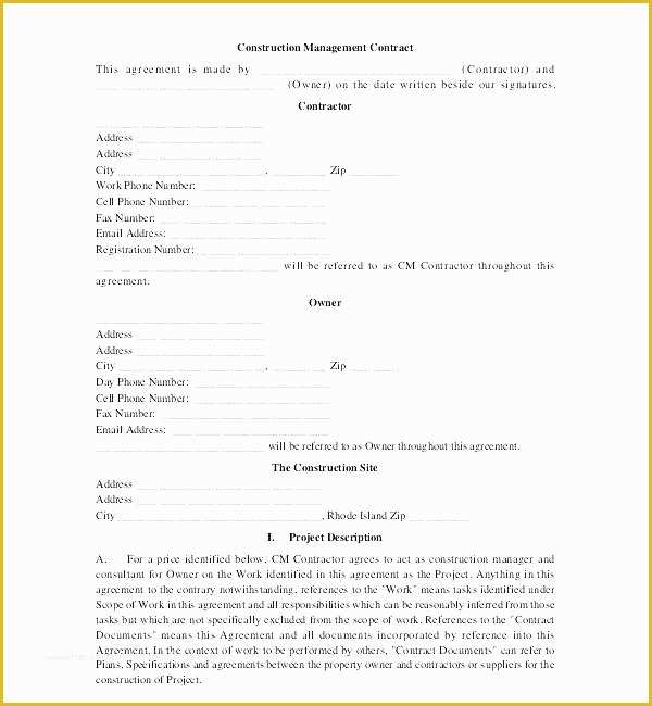 General Contractor Contract Template Free Of Contractor Contract Template Salon Agreement Contracts
