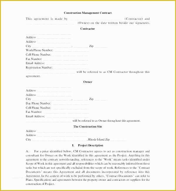 General Contractor Contract Template Free Of Contractor Contract Template Salon Agreement Contracts