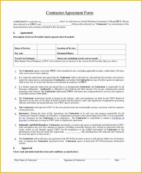 General Contractor Contract Template Free Of General Contractor Contract forms