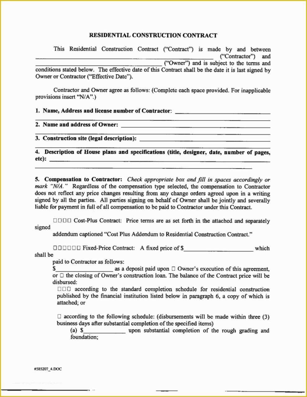 General Contractor Contract Template Free Of General Contractor Contract Template Free