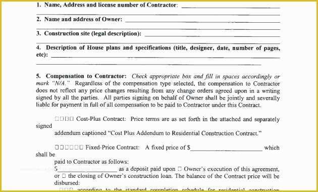 General Contractor Contract Template Free Of General Contractor Sample Contract Construction Contractor