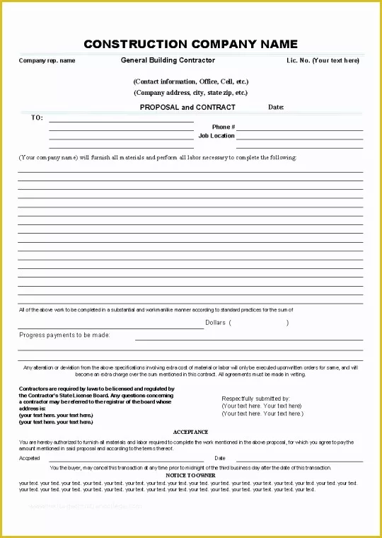 Printable Contracts For Contractors