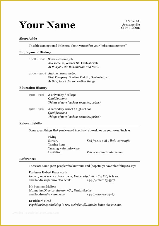 General Resume Template Free Of Basic Resume Template