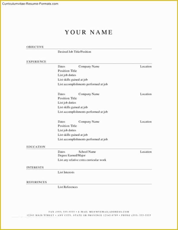 General Resume Template Free Of Free Basic Resume Templates Download