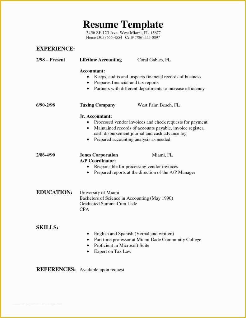 General Resume Template Free Of Sample Of Simple Resume