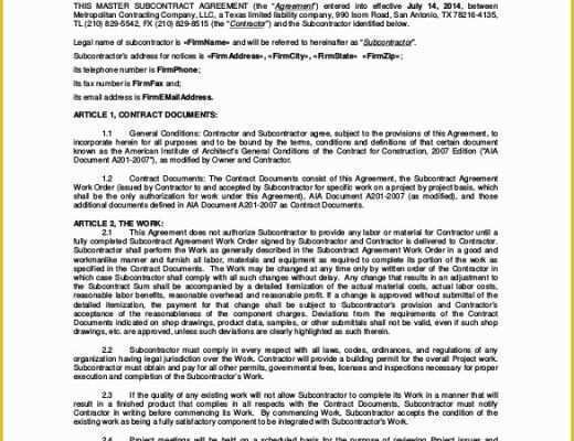 General Terms and Conditions Template Free Of 13 Subcontractor Agreement Templates – Word Pdf Pages