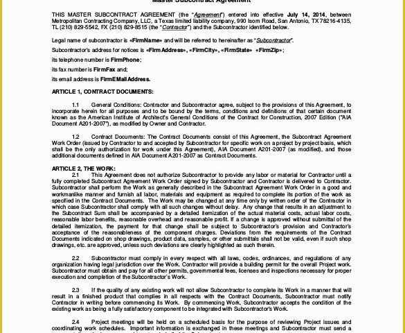 General Terms and Conditions Template Free Of 13 Subcontractor Agreement Templates – Word Pdf Pages