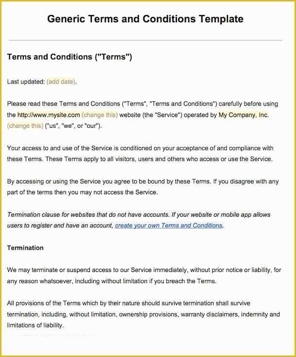 General Terms and Conditions Template Free Of Sample Terms and Conditions Template Termsfeed