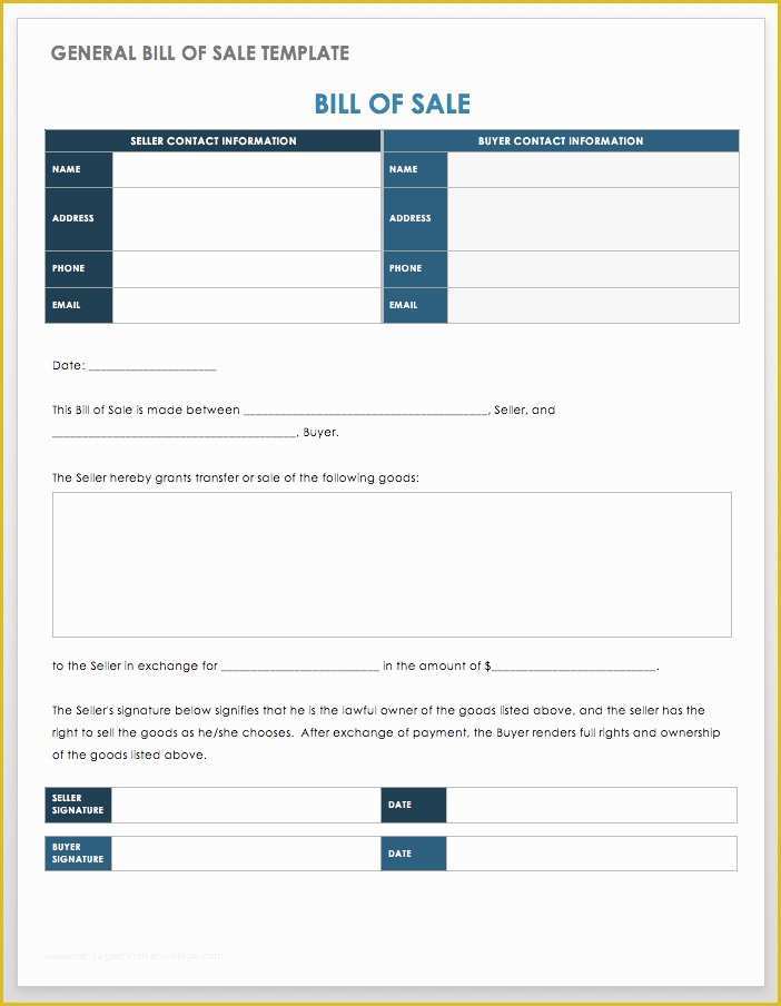 Generic Bill Of Sale Template Free Of 15 Free Bill Of Sale Templates