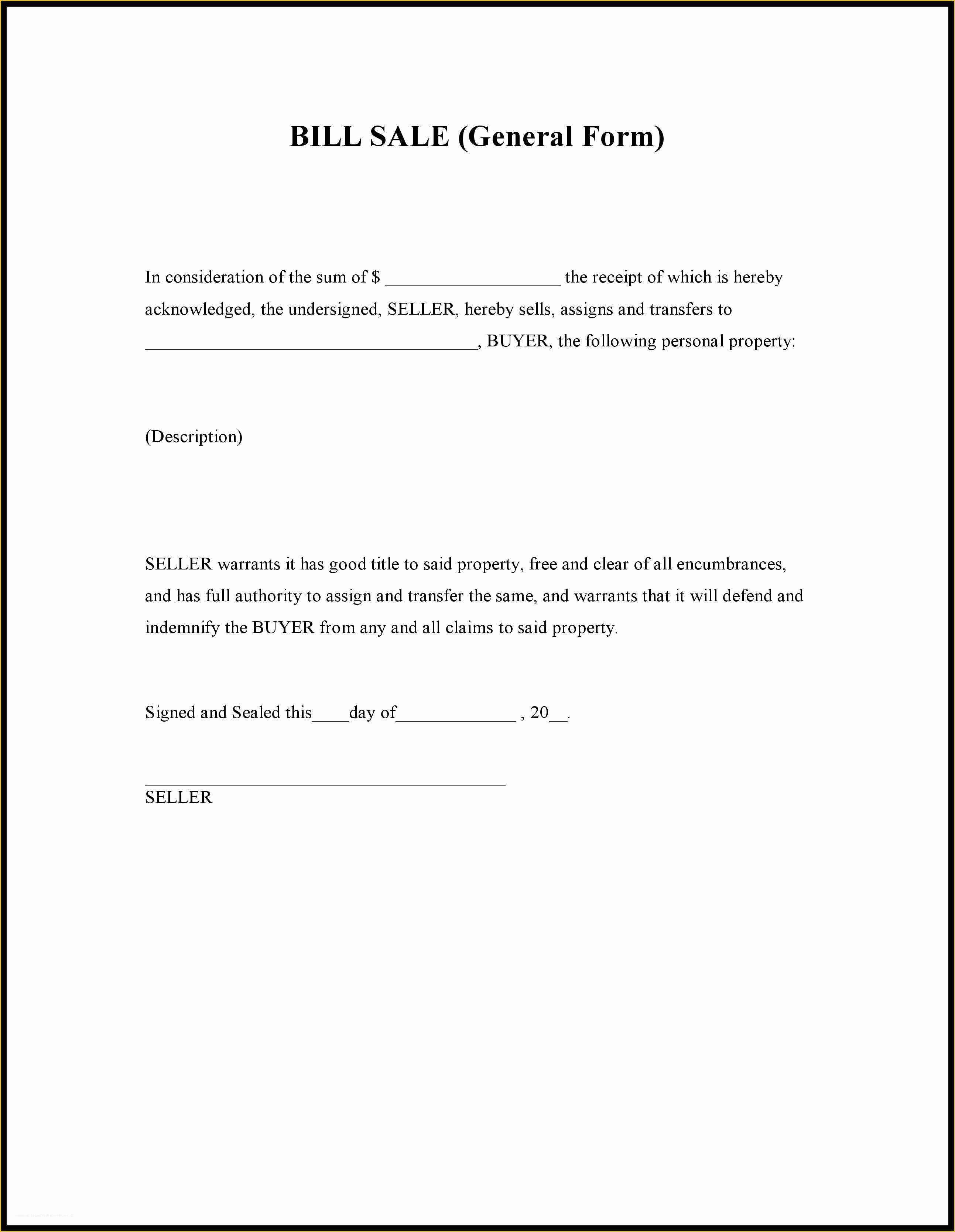 Generic Bill Of Sale Template Free Of Automobile Bill Sale form – Bill Of Sale