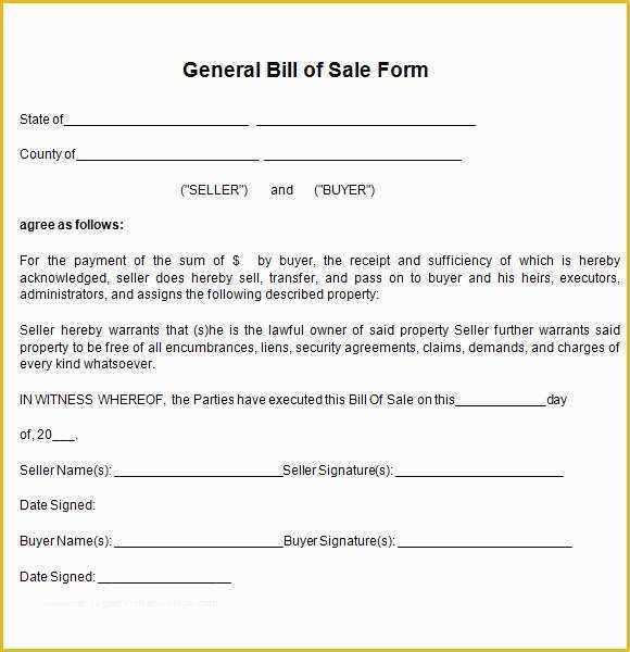 Generic Bill Of Sale Template Free Of Bill Sale Pdf