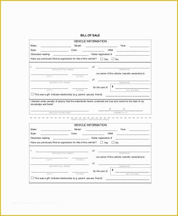 Generic Bill Of Sale Template Free Of Bill Sale Template 8 Free Word Pdf Documents