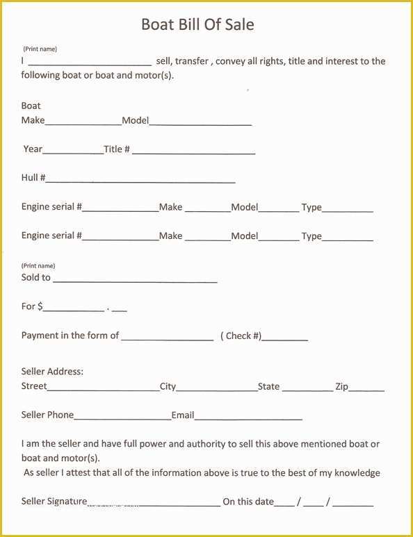 Generic Bill Of Sale Template Free Of Free Printable Boat Bill Sale form Generic