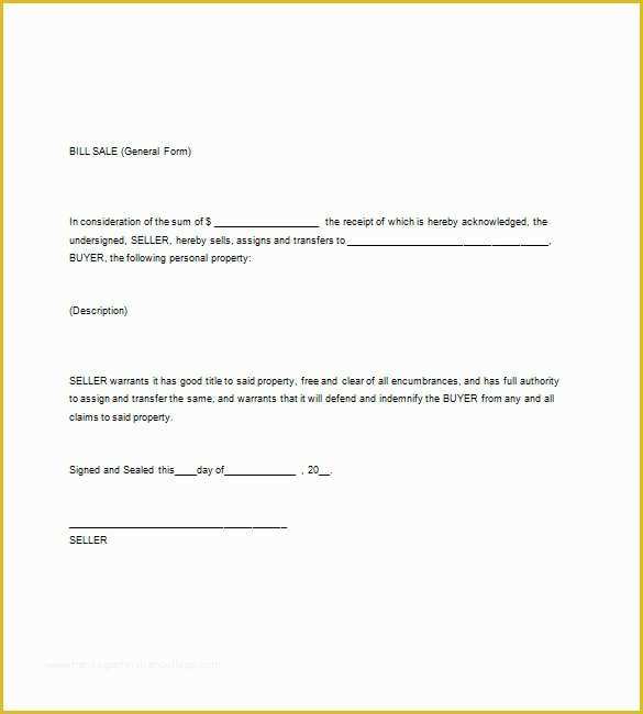Generic Bill Of Sale Template Free Of General Bill Of Sale – 14 Free Word Excel Pdf format