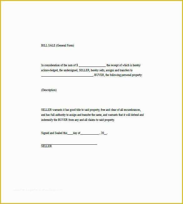 Generic Bill Of Sale Template Free Of General Bill Of Sale – 14 Free Word Excel Pdf format