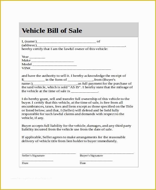 Generic Bill Of Sale Template Free Of Generic Bill Of Sale Template 12 Free Word Pdf
