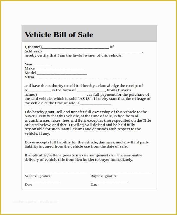 Generic Bill Of Sale Template Free Of Generic Bill Of Sale Template 12 Free Word Pdf