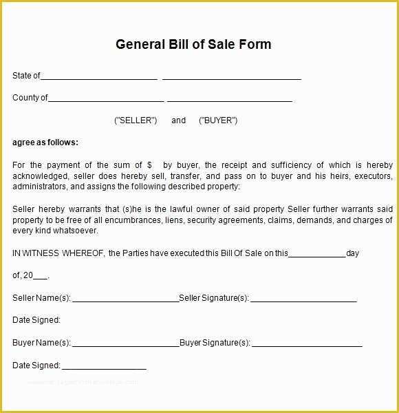 Generic Bill Of Sale Template Free Of Printable Sample Bill Sale Pdf form