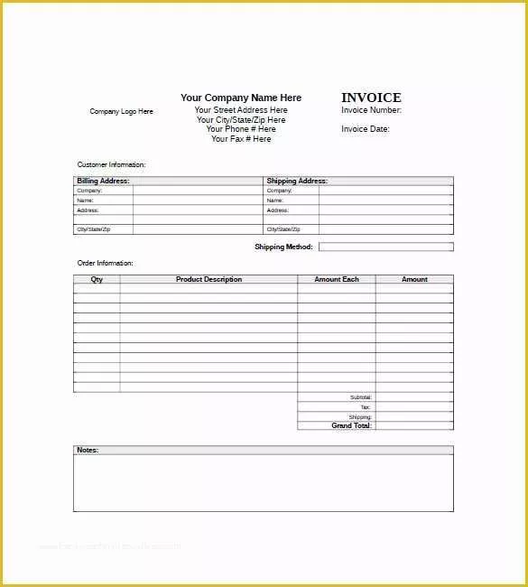 Generic Invoice Template Free Of 5 Generic Invoice Templates Doc Pdf