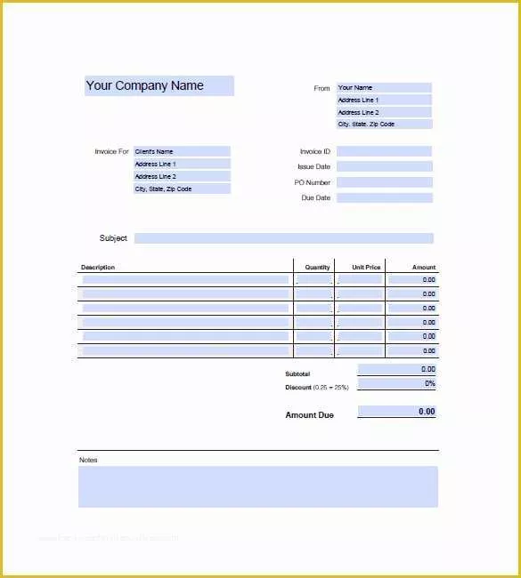 Generic Invoice Template Free Of 5 Generic Invoice Templates Doc Pdf