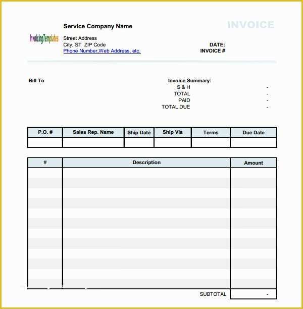 Generic Invoice Template Free Of 53 Blank Invoice Template Word Google Docs Google Sheets