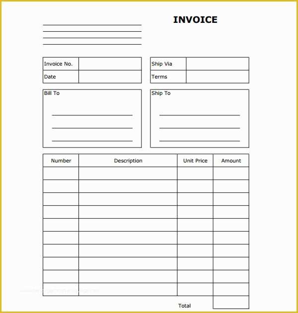 Generic Invoice Template Free Of 53 Blank Invoice Template Word Google Docs Google Sheets