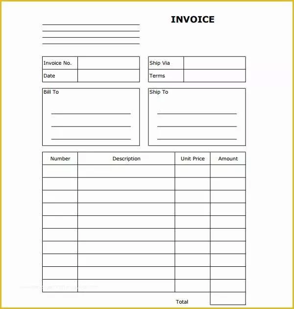 Generic Invoice Template Free Of 53 Blank Invoice Template Word Google Docs Google Sheets