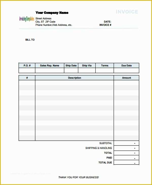 Generic Invoice Template Free Of 9 Generic Invoice Templates – Free Sample Example