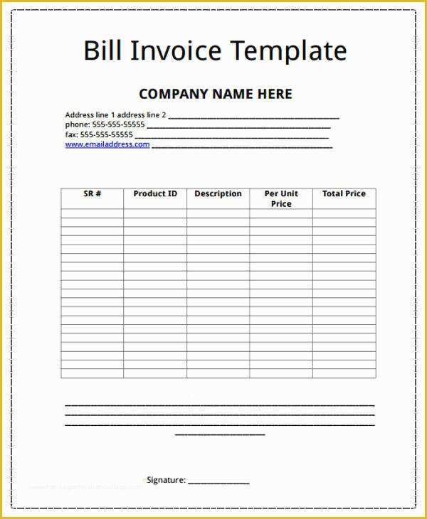 Generic Invoice Template Free Of 9 Generic Invoice Templates – Free Sample Example