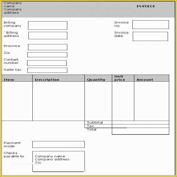 Generic Invoice Template Free Of Generic Invoice