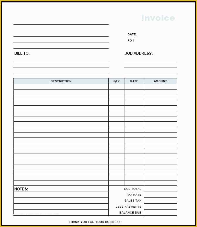 Generic Invoice Template Free Of Generic Invoice