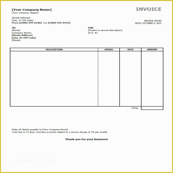 Generic Invoice Template Free Of Generic Invoice