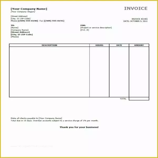 Generic Invoice Template Free Of Generic Invoice