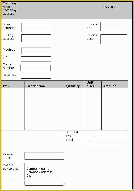 Generic Invoice Template Free Of Generic Invoice Template Free Free Invoice Template