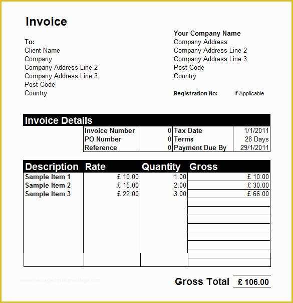 Generic Invoice Template Free Of Generic Invoice Template Free