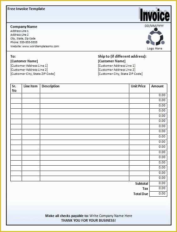 Generic Invoice Template Free Of Generic Invoice Template Printable Word Excel Invoice