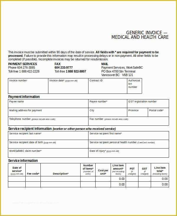 Generic Invoice Template Free Of Printable Invoice Template 12 Free Word Pdf Excel