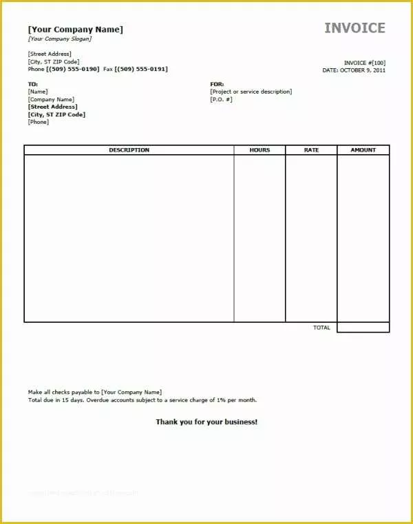 Generic Invoice Template Free Of Printable Invoice Template