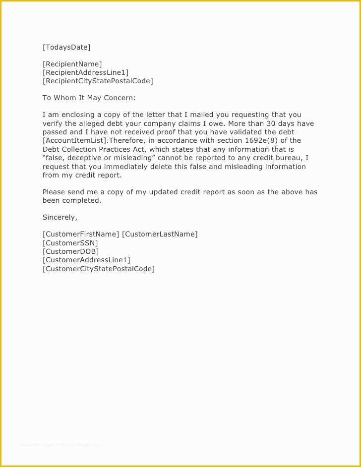 Get Out Of Debt Free Template Letters Of Debt Validation Letter after 30 Days