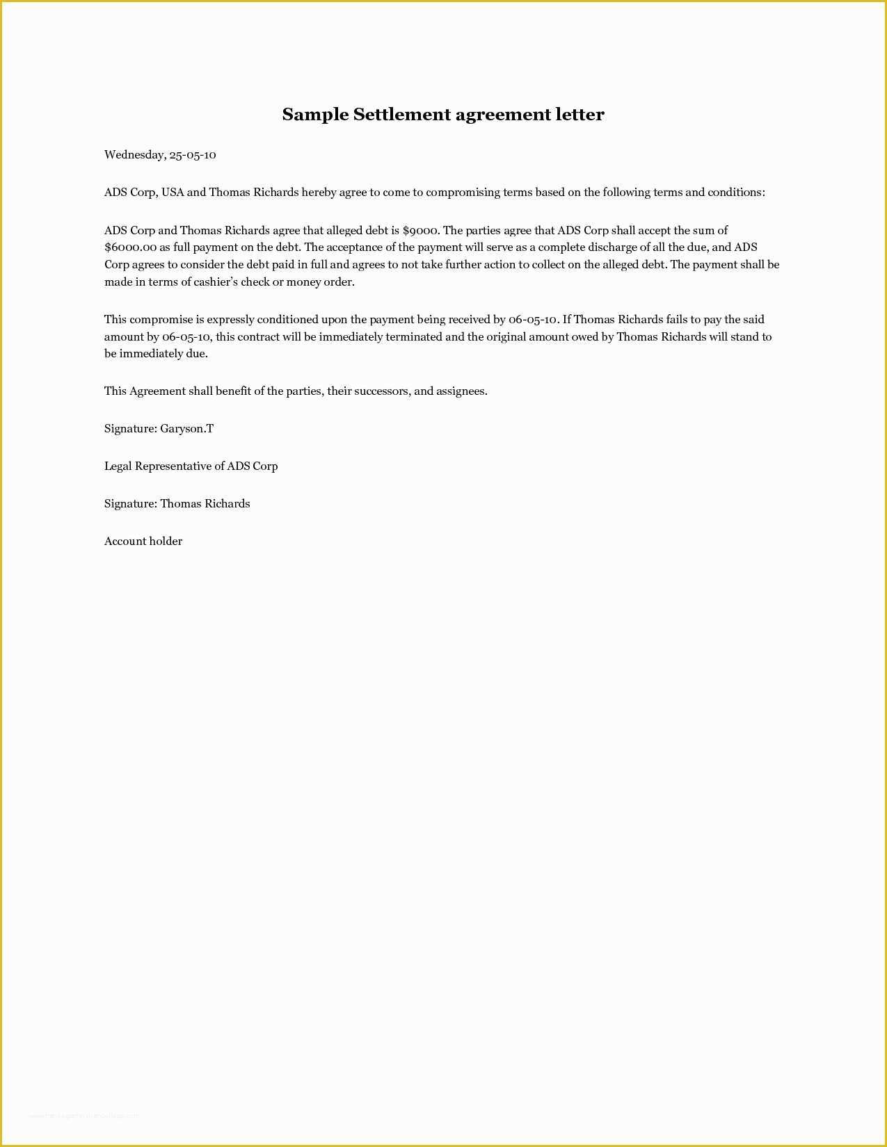 Get Out Of Debt Free Template Letters Of Legal Settlement Fer Letter Template Examples